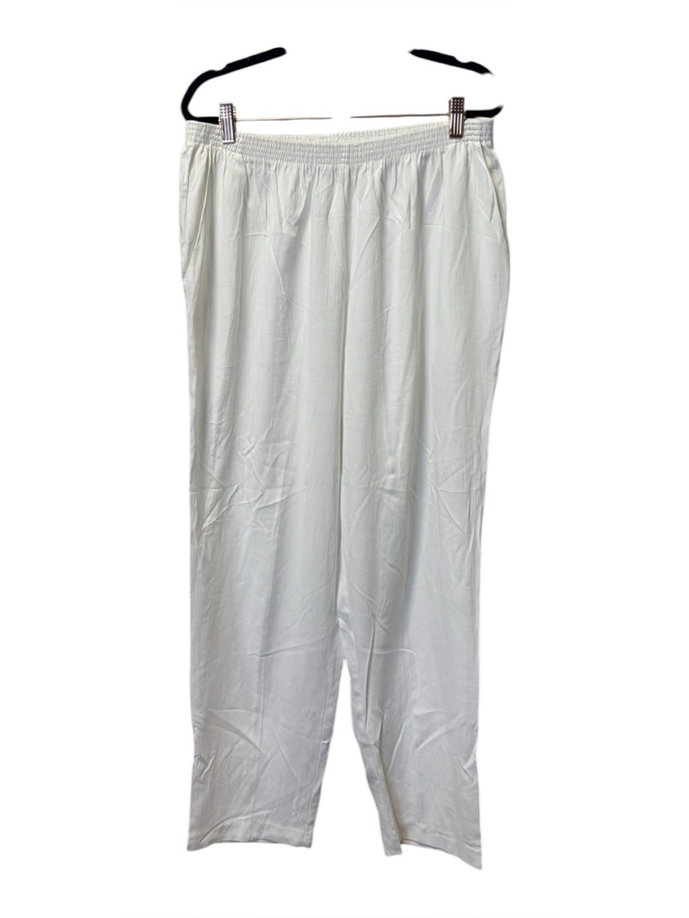 Alfred Dunner Lightweight White Elastic Waist Pants